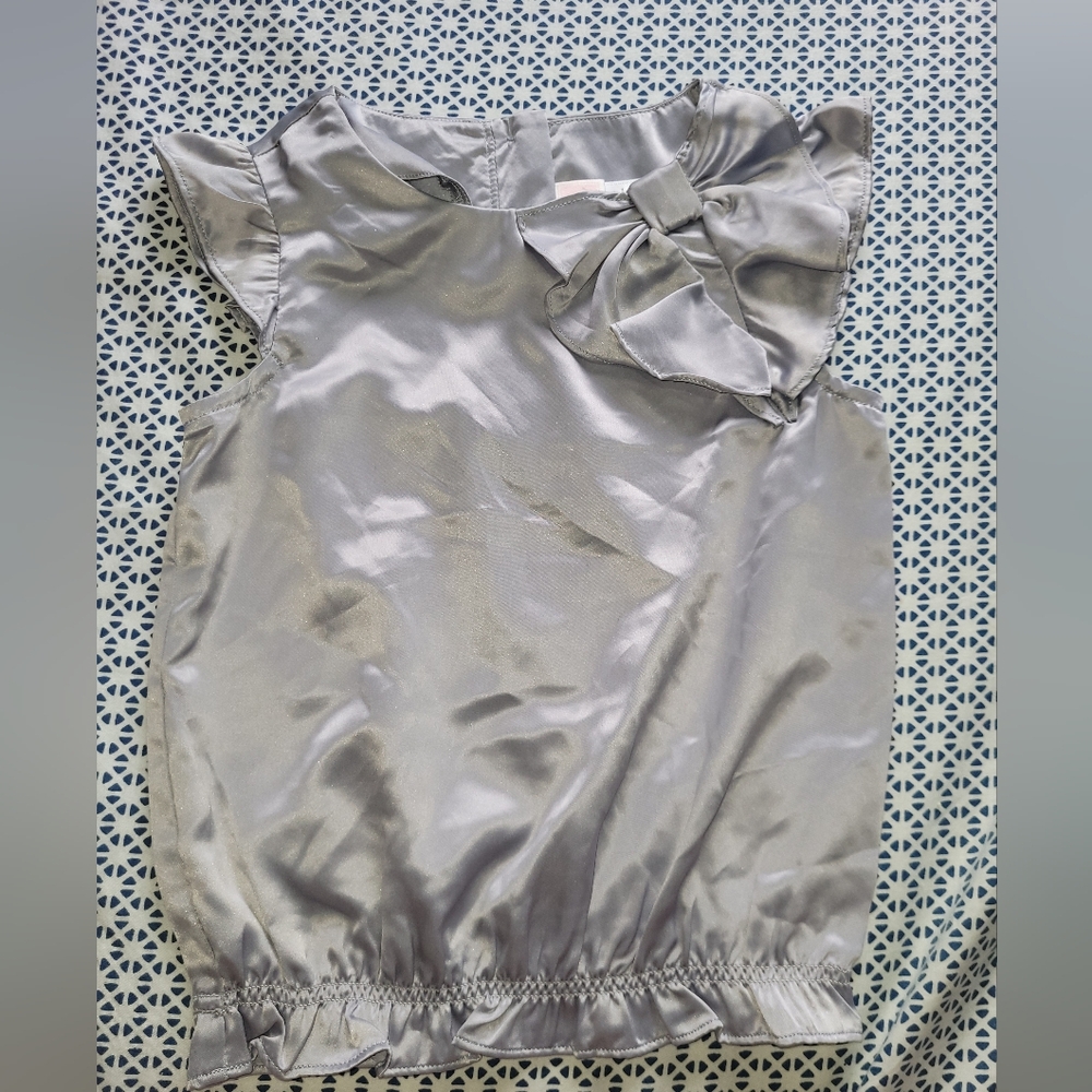 🎉5/$20 NWT Janie & Jack Silver Bow Toddler Girl 3T Top